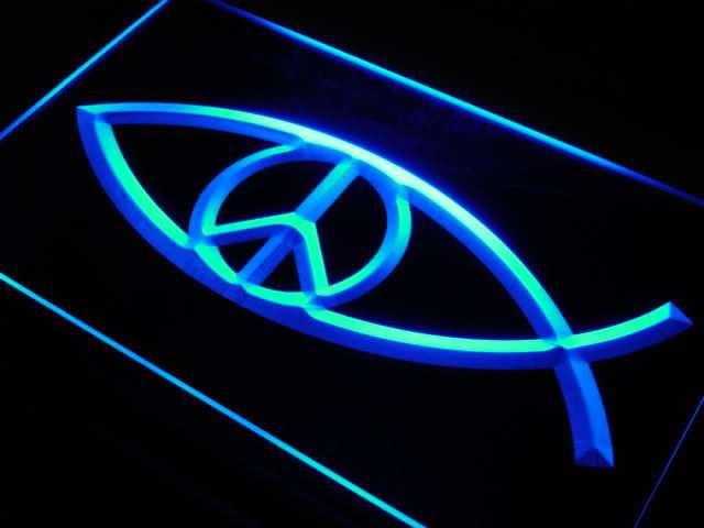 CHRISTIAN FISH PEACE NEW Neon Light Sign